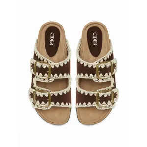 Cider FAUX SUEDE DOUBLE BAND BUCKLE SLIPPERS