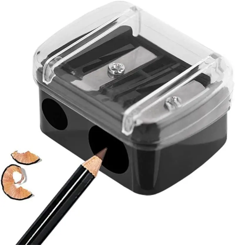 Dual Hole Pencil Sharpener with Storage Lid, Portable Manual Pencil Sharpener for School Classroom Office Art Drawing, Unisex Stationery Supplies