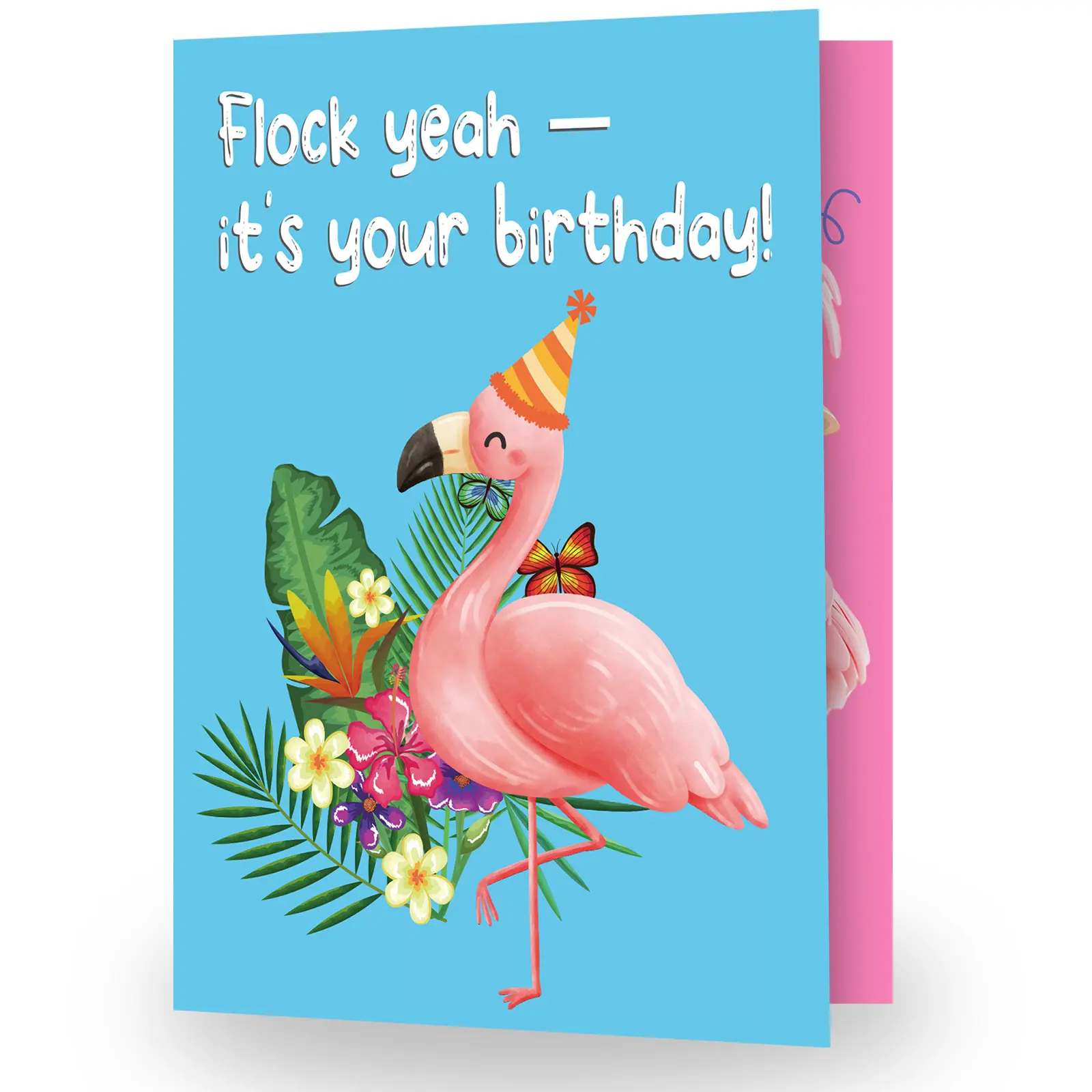 Funny Flamingo Musical Birthday Card with Sound & Motion – Pop Up Birthday Card for Her, Women, Mom, Sister, Bestie, Friend with Envelope Greeting Card