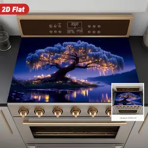2D flat, 1 magic tree, scratch resistant, heat-resistant, easy to clean, multifunctional for stoves, induction cookers, porcelain stoves - beautiful home kitchen decoration, stove protection mat, porcelain stove cover, decorative stove cover, oven mat
