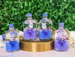 Purple Bear Liquid Keychain, Cute Teddy Wrist Key Chain Ring Accessory, Kawaii Animal Shaker Bag Charm, Glitter Fidget Anxiety Toy, Bow cute keychain