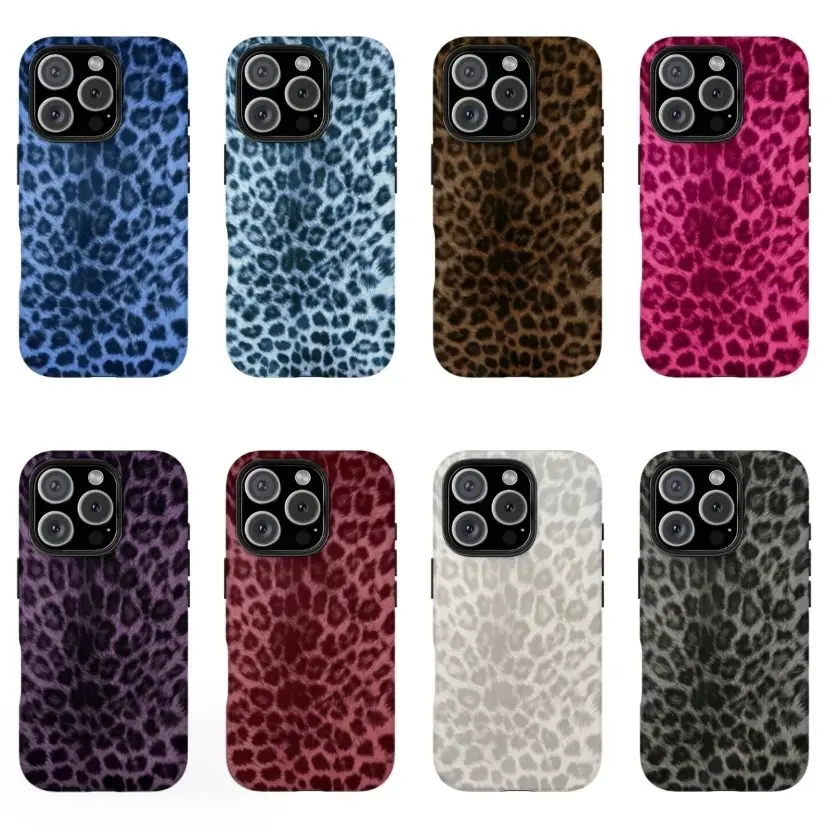 Colorful Leopard Print 2-In-1 Shockproof phone case, Sublimation Grip Coated No Peel No Fade for iphone 17/16/15/14/13/12/11 pro max/pro/plus, 17 air, 8/7 plus, XS Max/X/XS/XR phone case