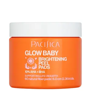 Pacifica Glow Baby Brightening Peel Pads 10% AHA + BHA, Gentle Facial Exfoliant with Embossed Textured Pads