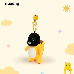 Duoai Official Grumpy Dragon Plush Keychain 5.1" Black-Face Beaten-Up NaiLong Cute Backpack Charm Gift Soft Plush Fabric PP Cotton Easy Clip-On