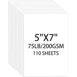 110 Sheets 5x7 White 75lb 200gsm Heavyweight Blank Cardstock Paper for Printer DIY Wedding Invitations Thankyou Cards Postcards