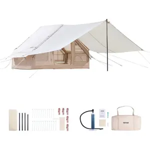 VEVOR Inflatable Tents for Camping, Easy Setup Blow up Tent with Hand Pump, 4 Season Glamping Tent with Stove Jack, Doors Mesh Windows, Storage Bag Included for Easy TakingVEVOR Super Brand Day