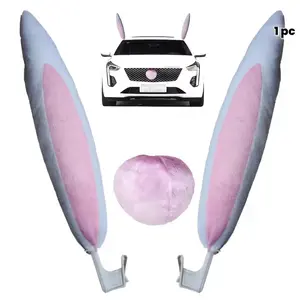 Reusable Bunny Car Decoration Kit, Car Ornament, 1pc Zukmi Universal Fit for All Vehicles, Rabbit Ears & Nose, Front Grille & Window Topper, Easter & Christmas
