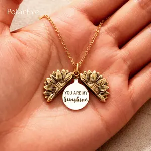 PolarEve Keep Fucking Going Inspirational Gifts for Men Daughter Son Women Sunflower Locket Necklace for Women Girls, Valentine's Day Gift, Keep Fucking Going, You are My Sunshine