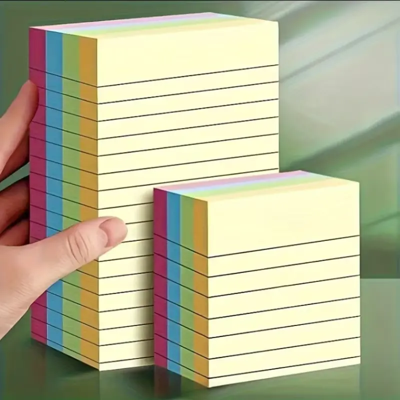 1pc Rectangular Lined Sticky Notes Paper - 200 Sheets, 76x76mm Macaron-Color Flat Cut Without Chips, Anti-Thin & Anti-Ink Bleeding Adhesive Memo Pad for Office Marking, 76 * 76Mm, Pain Points Of Thin And Ink Bleeding