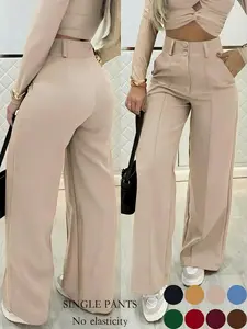 Simple double-breasted wide trousers, a versatile essential for commuting
