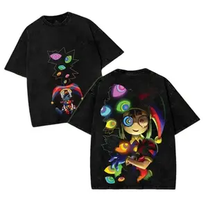 Pomni v3 The Amazing Digital Circus Double Printed Lightweight Acid Washed Tee TV Show Graphic Top Shortsleeve Cotton Gift TShirt, Gift T-Shirt For Movie Lover tees good