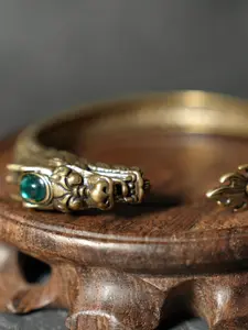 Dragon Copper Bangle with Gemstone Eyes, Powerful Chinese Mythical Beast Bracelet, Unique Bracelet Design, Wealth & Status Symbol, 1pc Elegant Jewelry Accessory, Dragon Design