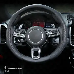 Napa Nappa Leather Steering Wheel Cover - High-End Unisex Universal Fit for All Car Models - Premium Materials, Non-Slip, Breathable, Quick Turn, 38cm - Automotive