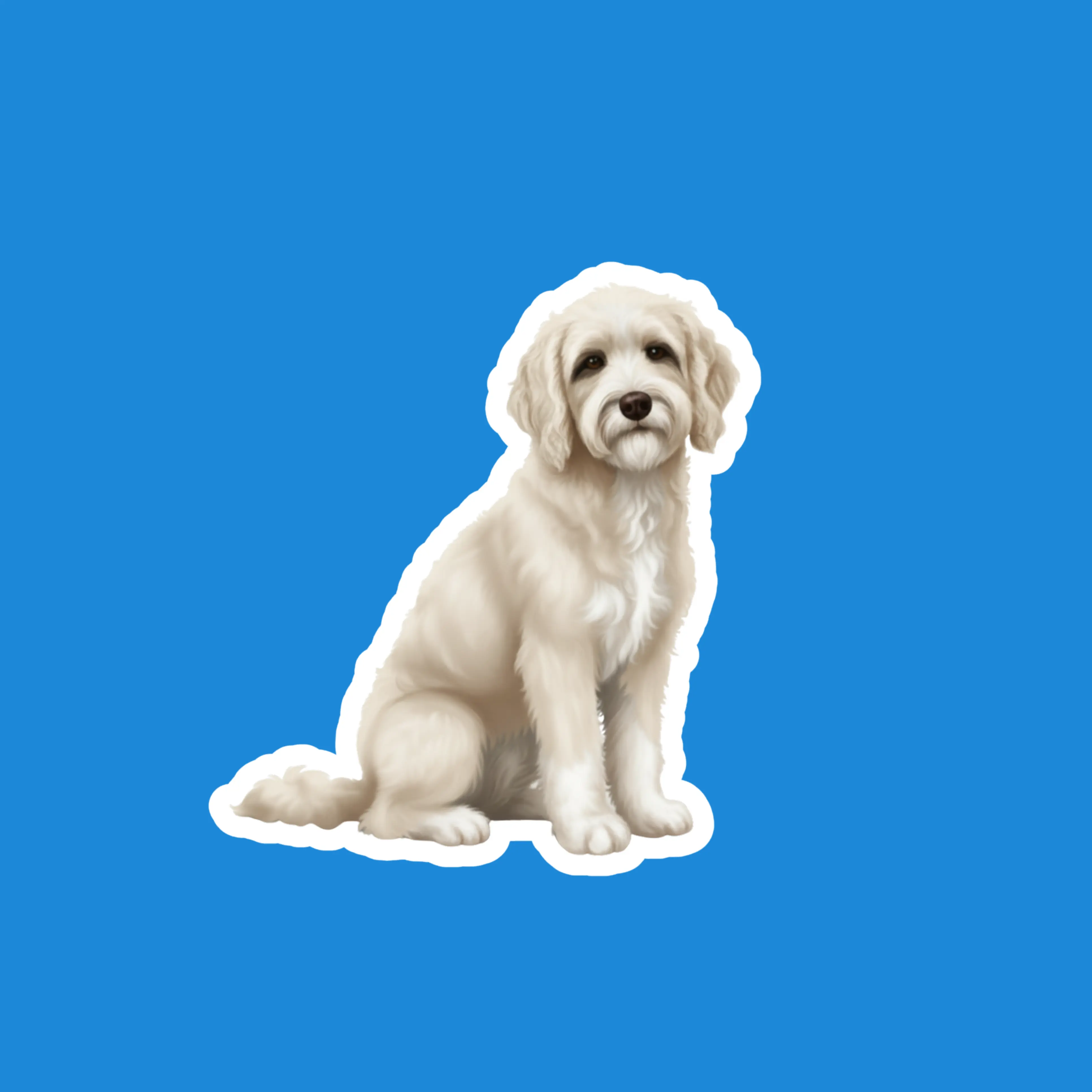 Goldendoodle Chalk White Watercolor Style Vinyl Sticker – 3" Matte, Water-Resistant, Dog Lover Gift