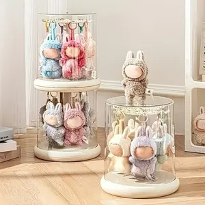 Transparent Rotating Display Stand, Handheld Storage Rack, Small Statue Organizer, Stackable Collectibles Holder, Christmas Halloween Gift