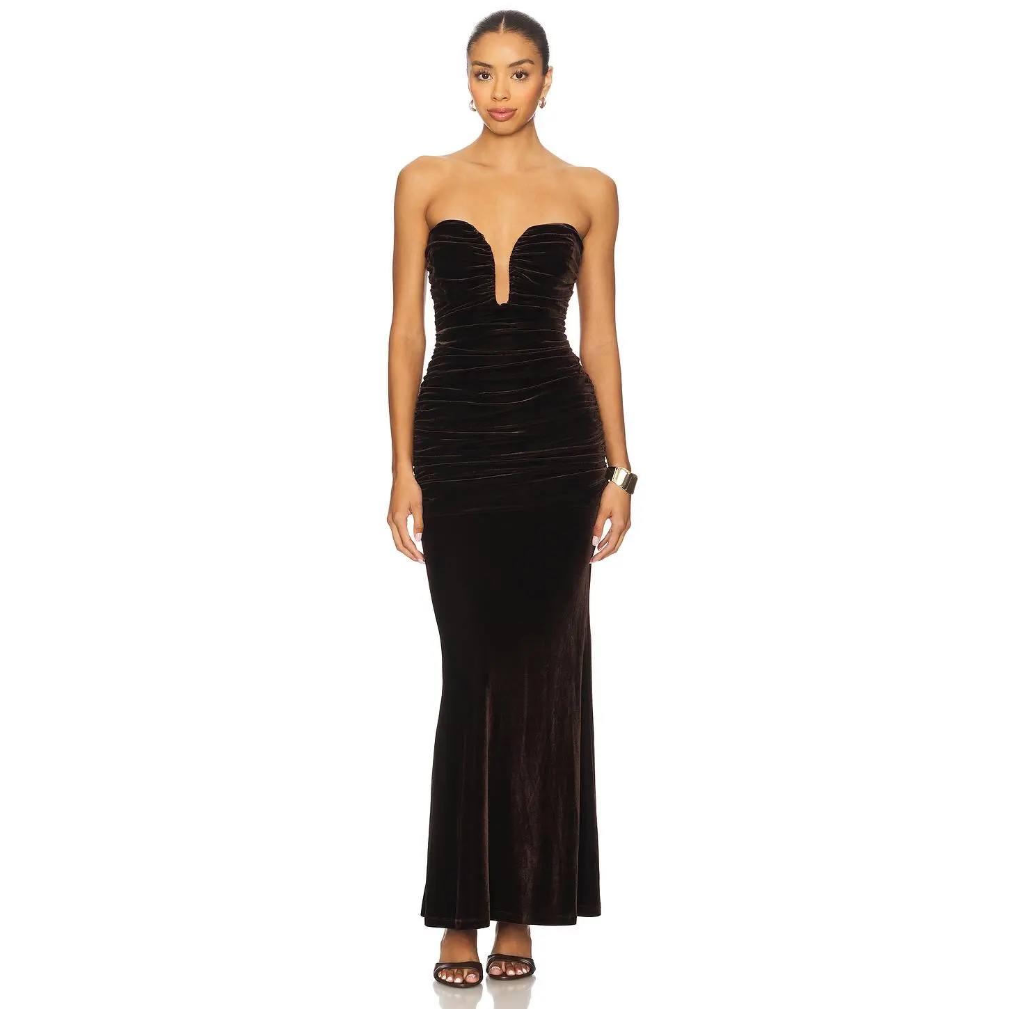 Bardot Elvira Velvet Maxi Dress in Chocolate Bardot Elvira Velvet Maxi Dress in Chocolate