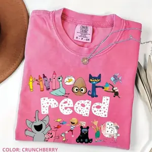Comfort Colors Read Children's Books Teacher T-Shirt, Teacher Life Shirt, Teacher Appreciation Gift Back To School, Women's Fall Outfit