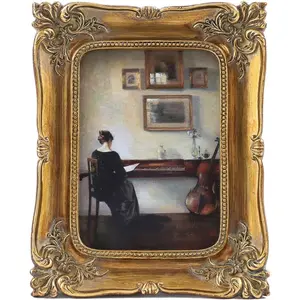 SIKOO Vintage picture frames 2.5x3.5 Small Antique Picture Frame Bronze Gold Brass, Embossed Floral Resin,Wall Mount, Tabletop and Wall Mount Display,Antique Home Decor