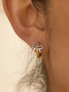 Ladies Earrings Color Blocked Bow Stainless Steel 18k Gold Plated Anti Allergy Sweet And Romantic Style Cute And Versatile Jewelry