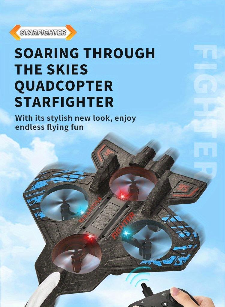 Long-Flight LED RC Fighter Jet Drone for Kids – One-Key Return, Durable FoaRemote control airplane,Combat-Shaped Drone, Equipped with LED Cool Color Lights, Features One-Key Takeoff and Landing
