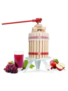 【Summervibes】ZOKOP 4.75 Gallon Fruit and Wine Press, Manual Cider Juice Maker with Solid Beech Wood Basket & Heavy-Duty Stand for Apples, Grapes, Berries