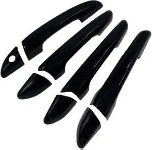 Glossy Black Door Handle Cover Overlay Without Smart Keyholes Compatible with 2015-2019 Sonata