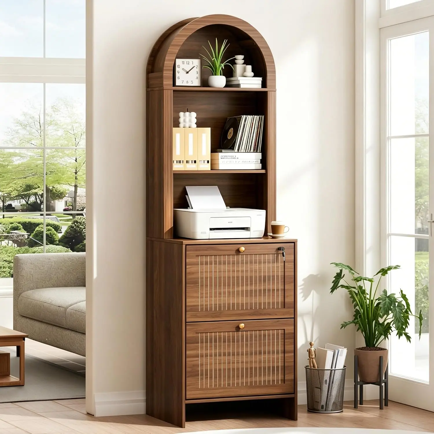 2-Drawer Locking Office File Cabinet, Sturdy Base, A4 Fit, Legal-Size File Compatible for Home Office Use