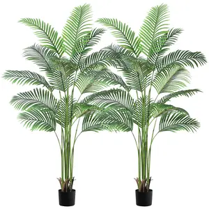 6ft & 7ft Artificial Palm Trees, Realistic Faux Floor Plants with Lifelike Leaves & Nursery Planter for Indoor Home Decor