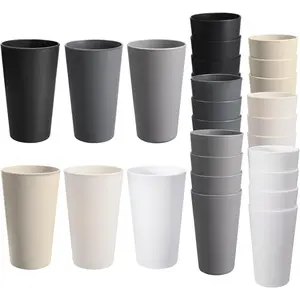 24 count Unbreakable Plastic Cups Set, 20 oz  Plastic Cups, Stackable Water Tumblers, Drinking Cup for Kitchen, Outdoor, , Dishwasher Refrigerator and Microwave Safe (20 oz, 6 Colors)