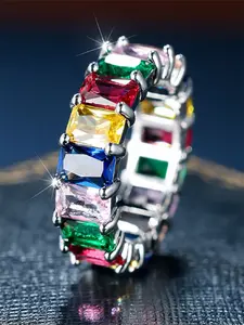 1 PC Charm Cubic Zirconia Exquisite Trendy Stackable Statement Ring For Women For Valentine's Day Gift Wedding Anniversary Party Jewelry