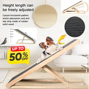 Dog Ramp for High Beds, Couches & Cars - Adjustable Foldable Pet Stairs, Lightweight Wooden Ladder with Anti-Slip Surface, Holds 110lbs, Space-Saving for Small/Medium Dogs NEW