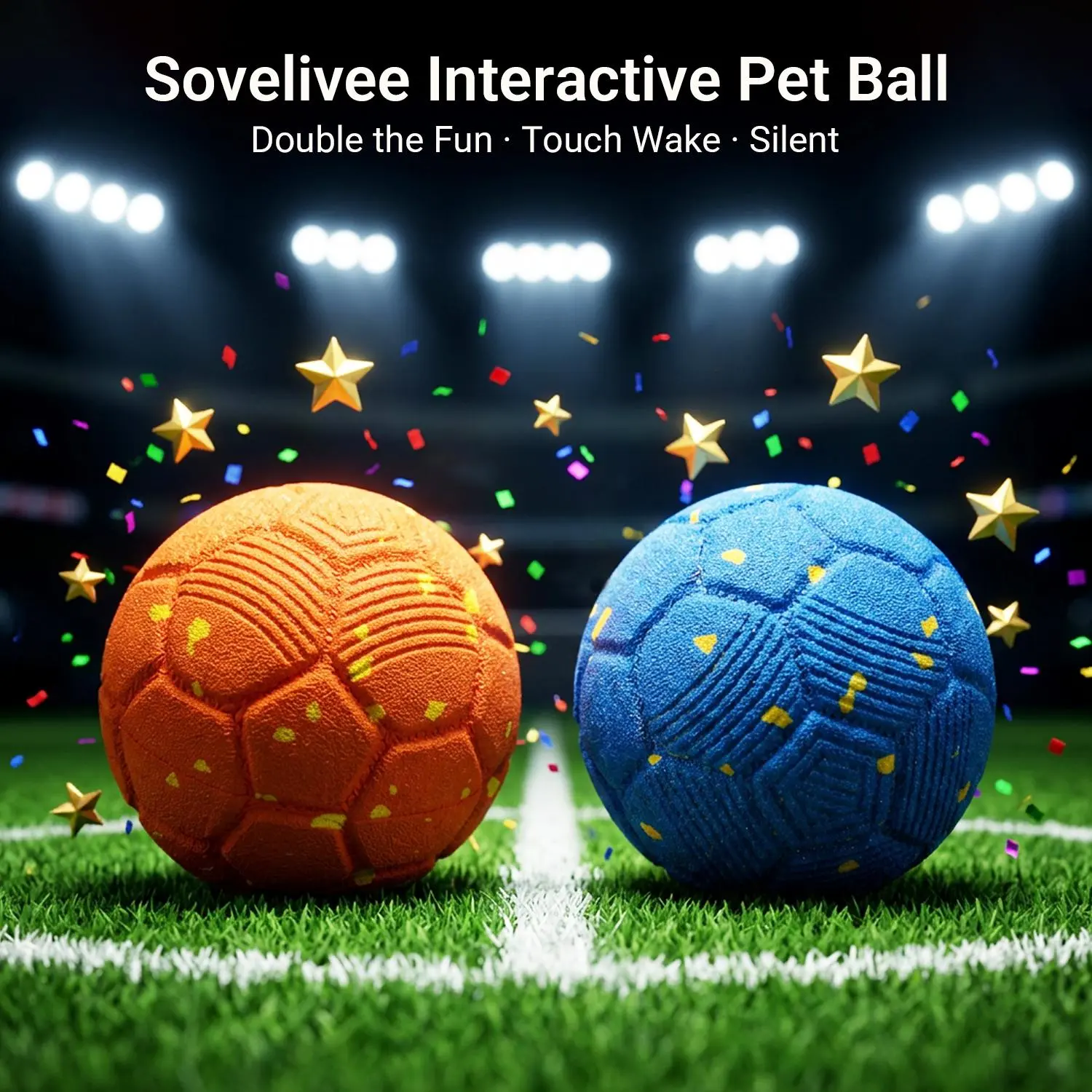 Sovelivee Dog toySmart Interactive Soccer Ball -Automatic Rolling & Self-Play Moving Toy, 2026 SoccerFest Edition, USB Rechargeable, Durable, for Dogs andCats - Your Loyal Brave Guardian That Guards Their FunWhile You' re Away squeaky, Ball Toy Balls, Int