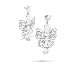 Luxe Fantasy Butterfly Embellished Earring - Silver
