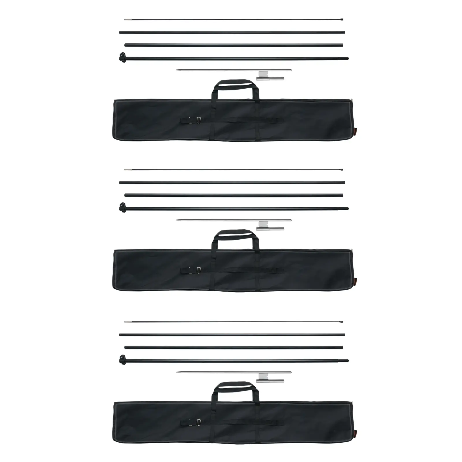 【Summerfinds】VEVOR Feather Flag Pole Kit 3 Packs Swooper Flag Pole 16.3 ftSign Flag Poles for Business Advertising Flags Outdoorwith Ground Stakes and A Carrying Bag (Flag Not Included) Aluminum Banner