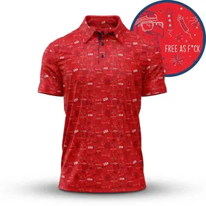 ’Merica Red Men’s Polo Shirt – Funny Patriotic USA Golf Shirt, Lightweight Breathable Performance Apparel