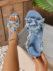 Casual Plain Color Flat Beach Sandals, Outdoor Walking Sports Shoes, Comfortable Slip-On Summer Footwear for Women & Men