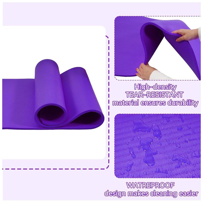 Fitvids 1/2-Inch Thick High Density Exercise Yoga Mat, Carrying Strap, Purple