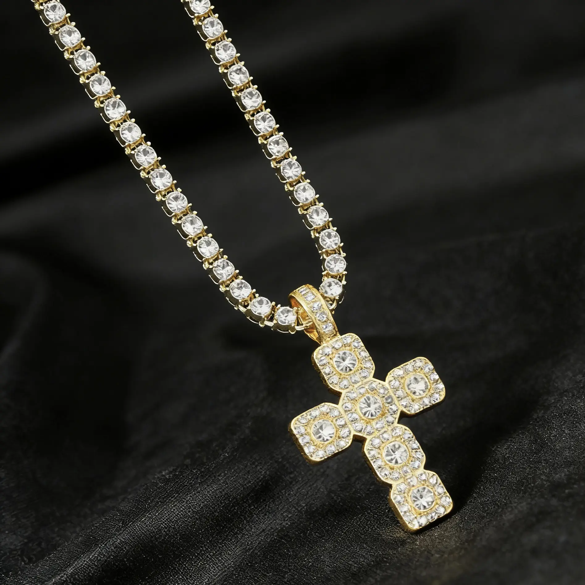 Cross Pendant Necklace, , Punk Style Cubic Zirconia Accessory with Stainless Steel Twisted Tennis And Rope Chain, Iced Sparkling Statement Ornament Suitable for Daily Wear And Gifting for Men, Women And Husband Cross Pendant Necklace, , Punk Style Cubic Zirconia Accessory with Stainless Steel Twisted Tennis And Rope Chain, Iced Sparkling Statement Ornament Suitable for Daily Wear And Gifting for Men, Women And Husband