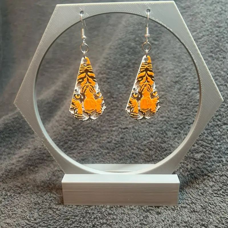 Tiger Earrings - Unique Design with Tiger Pattern, Ideal for All Seasons, Perfect for Women