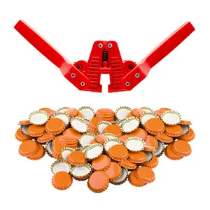 Fermentaholics Beer Bottle Capper & Lid Set – Double Wing Capping Tool & 144 Orange Crown Caps – For Bottling Drinks at Home – Fits Standard Beer Bottles, Homebrew, 12 oz & Bombers with 26mm Opening