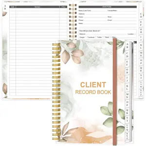 Client Record Book - Hair Stylist Client Profile Book Binder with Client Record Cards and A-Z Alphabetical Tabs for Salons, Hair Stylist, Nail Artists and Small Business, Rose Leaf