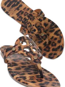 Leopard Print Faux Leather Sandals