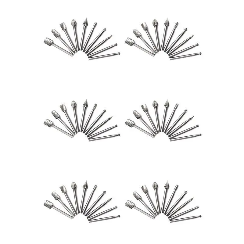 60pcs HSS Tungsten Carbide Rotary Cutting Burr Set Grinder Bit 1/8 Inch (3mm) Shank Woodworking Carving Tools