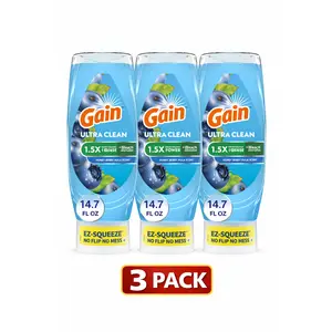 (3 Pack) Gain EZ-Squeeze Dishwashing Liquid Dish Soap, Honeyberry Hula, 14.7 fl oz