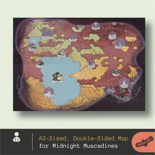 Midnight Muscadines Artistic Adventure Print Poster Map of Nimm - Board Game Accessory for 12+ Years, A3 (~11"x17"), Double-Sided, Full Color, Line-Only (Toys & Hobbies, Games & Puzzles), Dual Sided Print