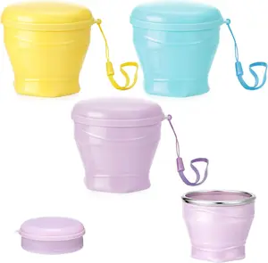 Collapsible Silicone Travel Mug 6oz/180ml with Lid, Zhehao 3 Pack Foldable Water Cup for Camping Hiking Outdoor Activities(Yellow,Purple,Blue)