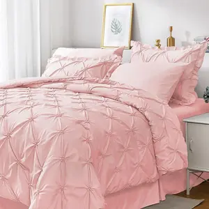 Queen Comforter 7, Pink a Bag Comforter for Bedroom, Comforter Sets with Comforter,,Ruffled Shams  Pillowcases