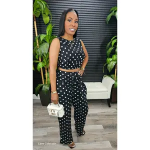 Afterglow Polka Dot Pants Set(Black)