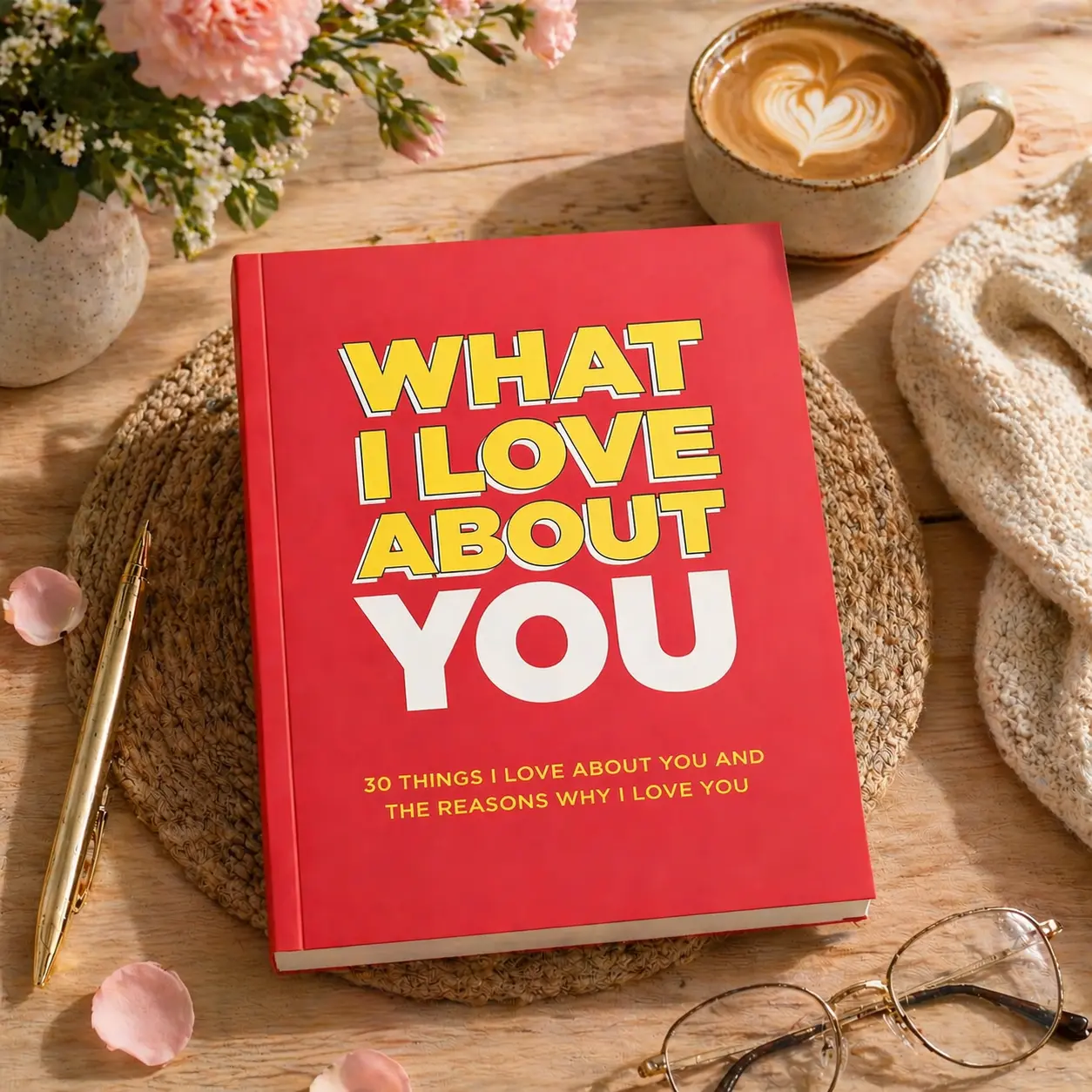 "What I Love About You" Fill-in-the-Blank Journal Notebook - Personalized Memory Book, Romantic Anniversary Gift for Him, Boyfriend Birthday Gift for Bf, Gifts For Boyfriend