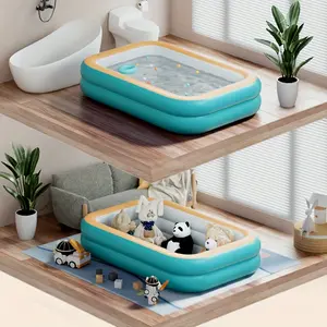 1-3 People Inflatable Foldable PVC Pool, 101L-300L Capacity, Stylish Pattern, Easy to Install, No Electricity Required, 1 Air Vent, Multiple Components Included, with Outdoor Yard and Garden Fun for Home